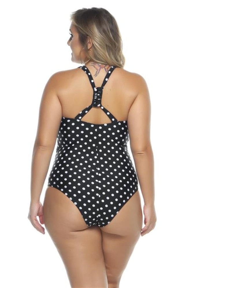 Padded Swimsuit With Crisscross Detailing In The Neckline in Black & W