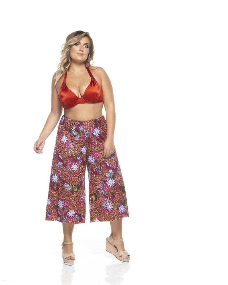 Front of a model wearing a size 16 Pantacourt in Burgundy by Lehona. | dia_product_style_image_id:267698