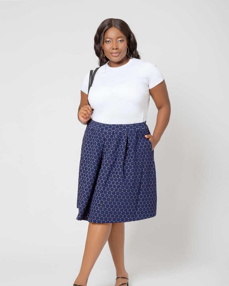 Glamour godt Becks Plus Size Marina Pleated Skirt | Classic Navy Luxe Jacquard