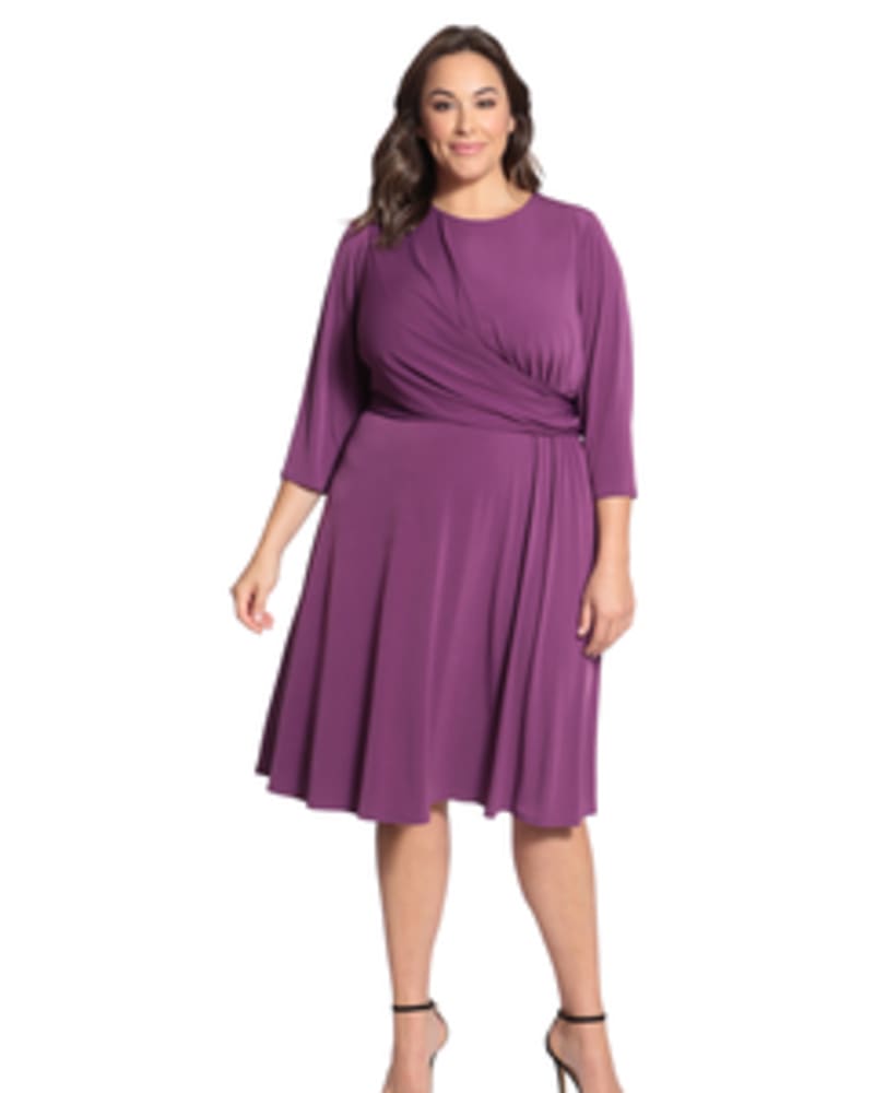 Viviana Side Ruched Plus Size Midi Dress | PURPLE PASSION