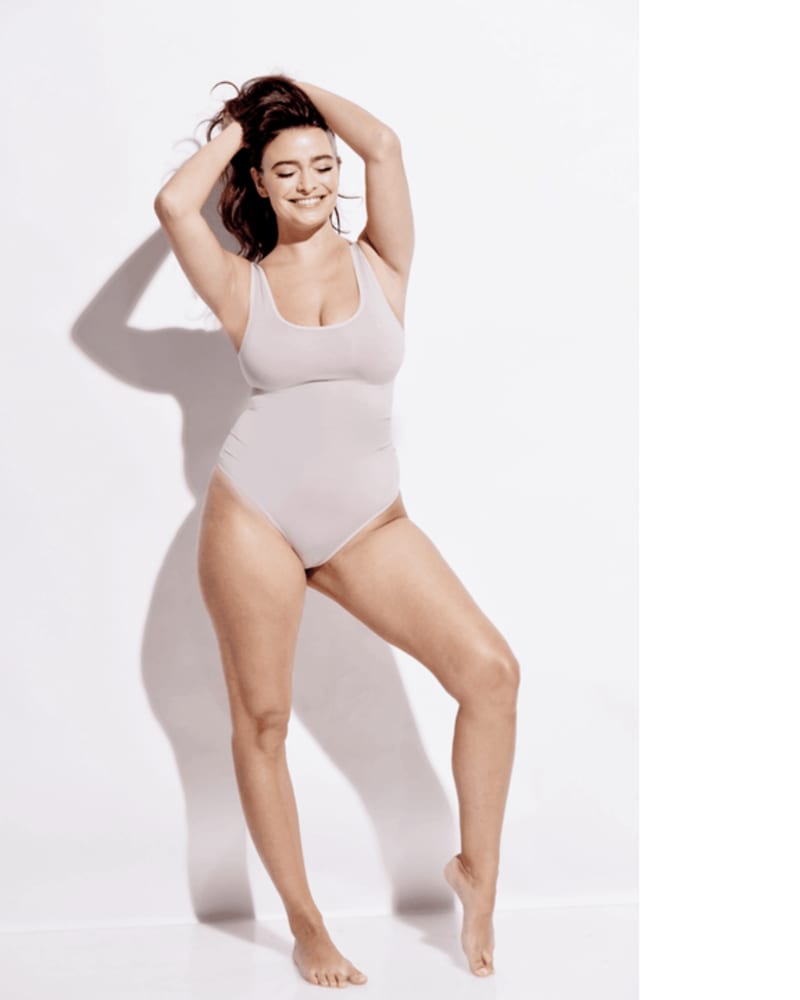 Front of a model wearing a size XL BODYSUIT in Vintage Rose by MINDD. | dia_product_style_image_id:239298