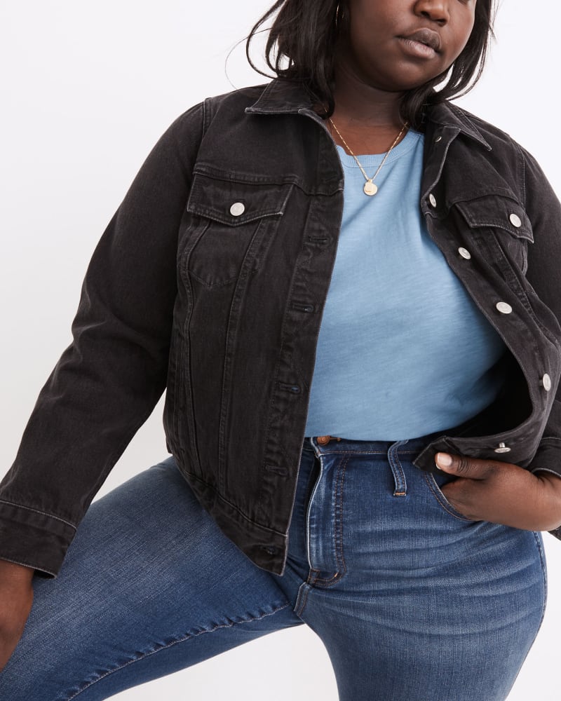 plus size black denim jackets
