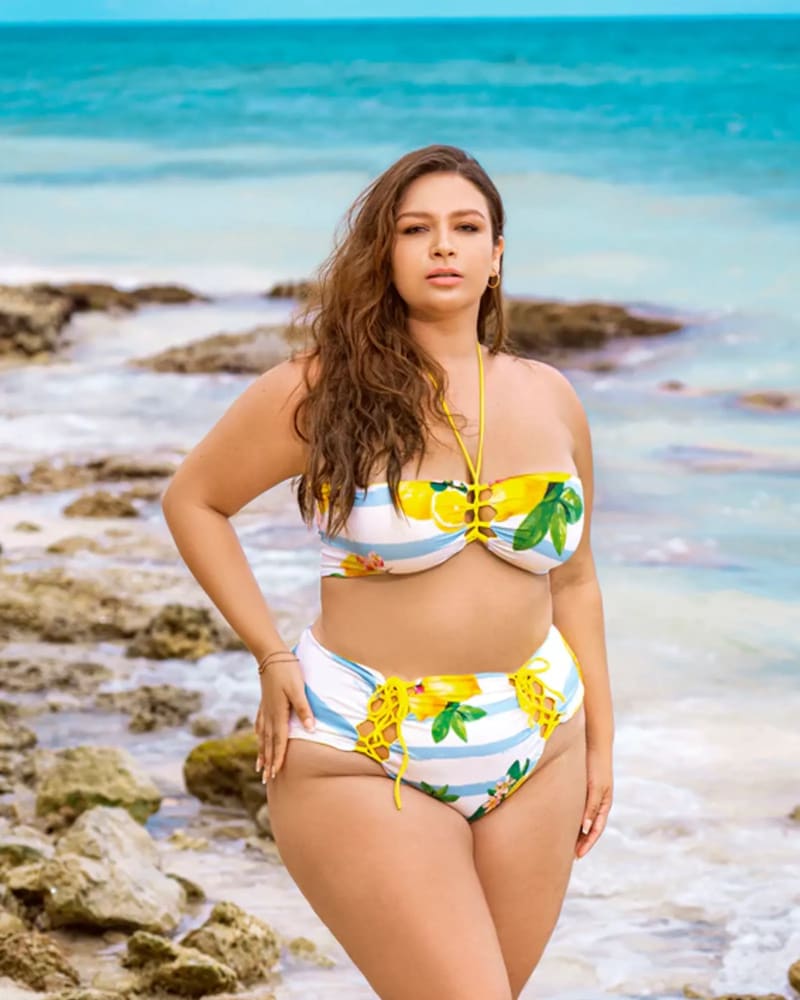 Mapale Plus Size Caribbean Print Two Piece Swimsuit