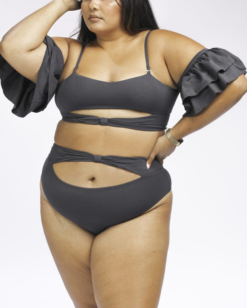 Plus Size Swimwear YMI 2 Piece Plus Size Lace Up Lattice Cutout Set