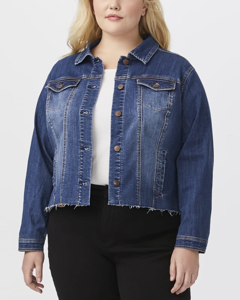 Andrea Plus Size Raw-Hem Jean Jacket