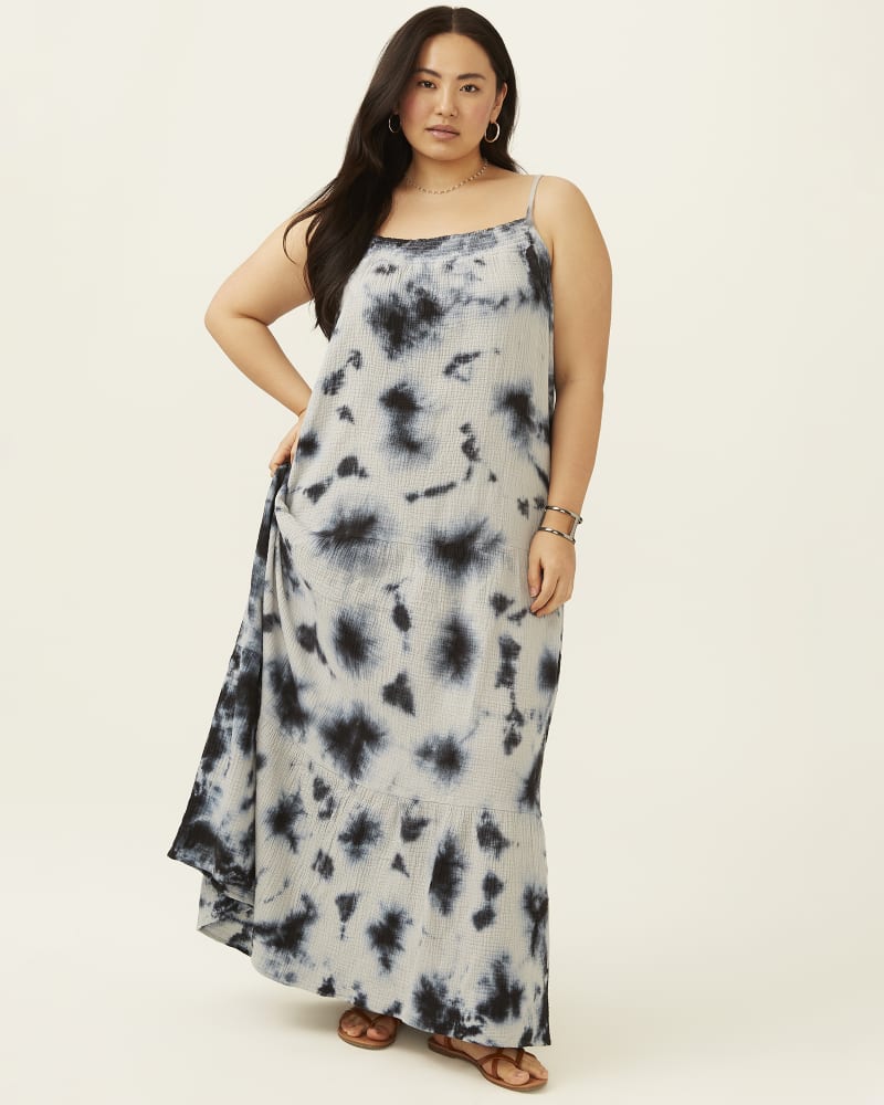 Plus Size Brazillian Black + White Brazil Tie Dye Cotton Maxi Dress