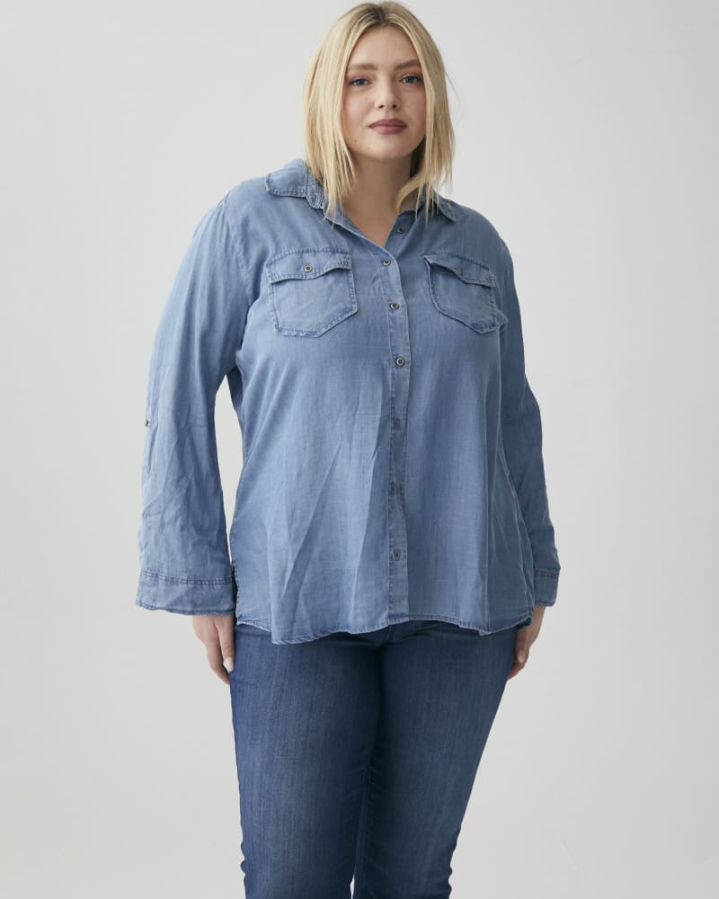 Myla Plus Size Button-Down Chambray Shirt