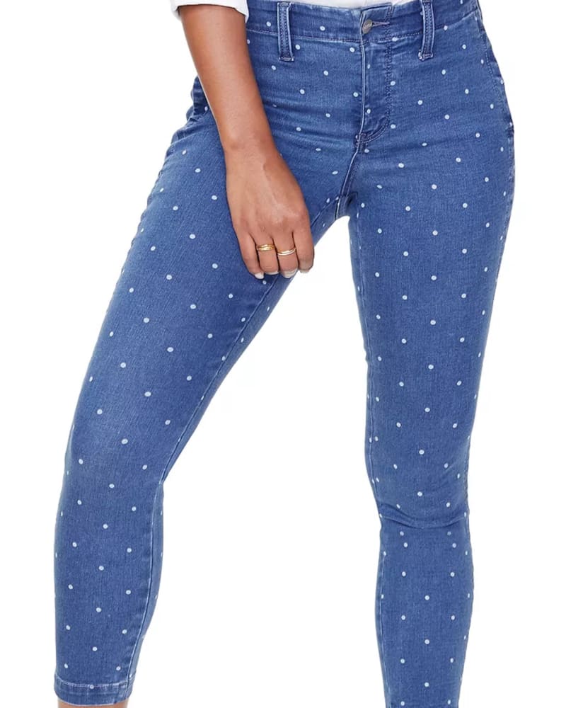 NYDJ Women's Ankle Polka Dot Skinny Jeans Blue 0