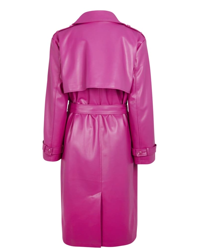 Magenta Vegan Leather Trench | Pink