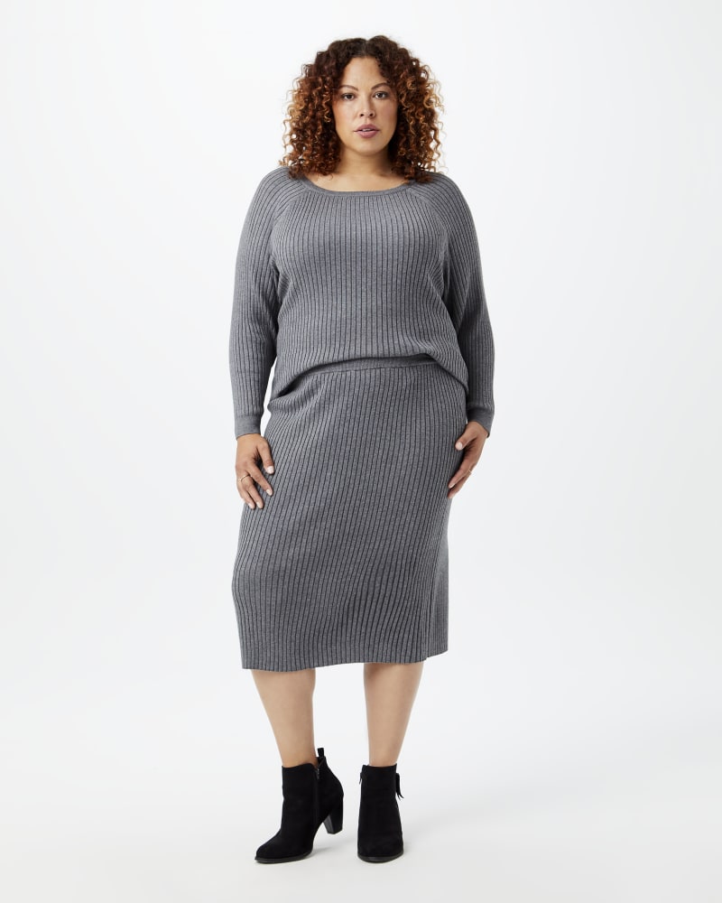Karlee Plus Size Ribbed Sweater | Charcoal Grey