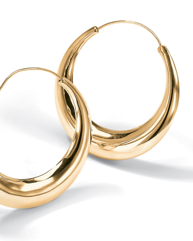 18k Yellow Gold-plated Sterling Silver Puffed Hoop Earrings 1 7/8\