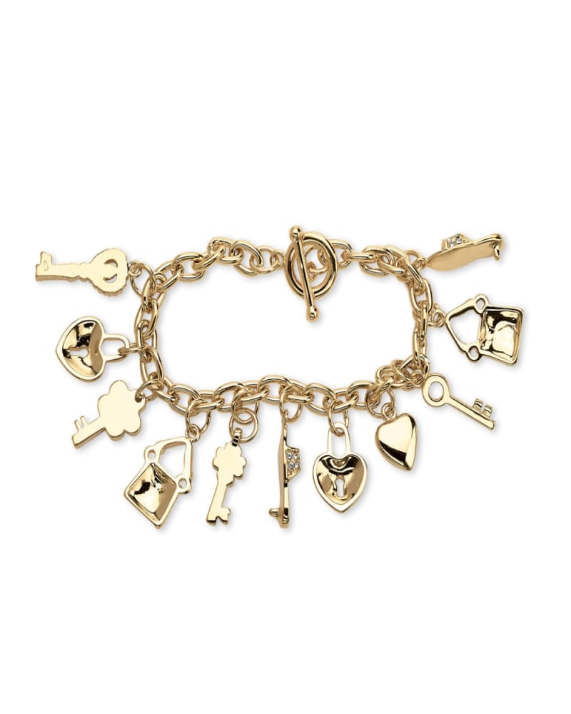 Initial Bracelet - Heart Charm Lock Bracelet - Gold Vermeil - Gift for Valentine's Day - Heart Charm - Pedlock Bracelet