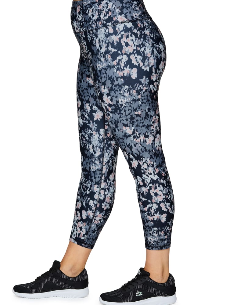 EVCR White Black Floral Print Capri Legging  Short sleeve black sweater,  Legging, Leggings are not pants