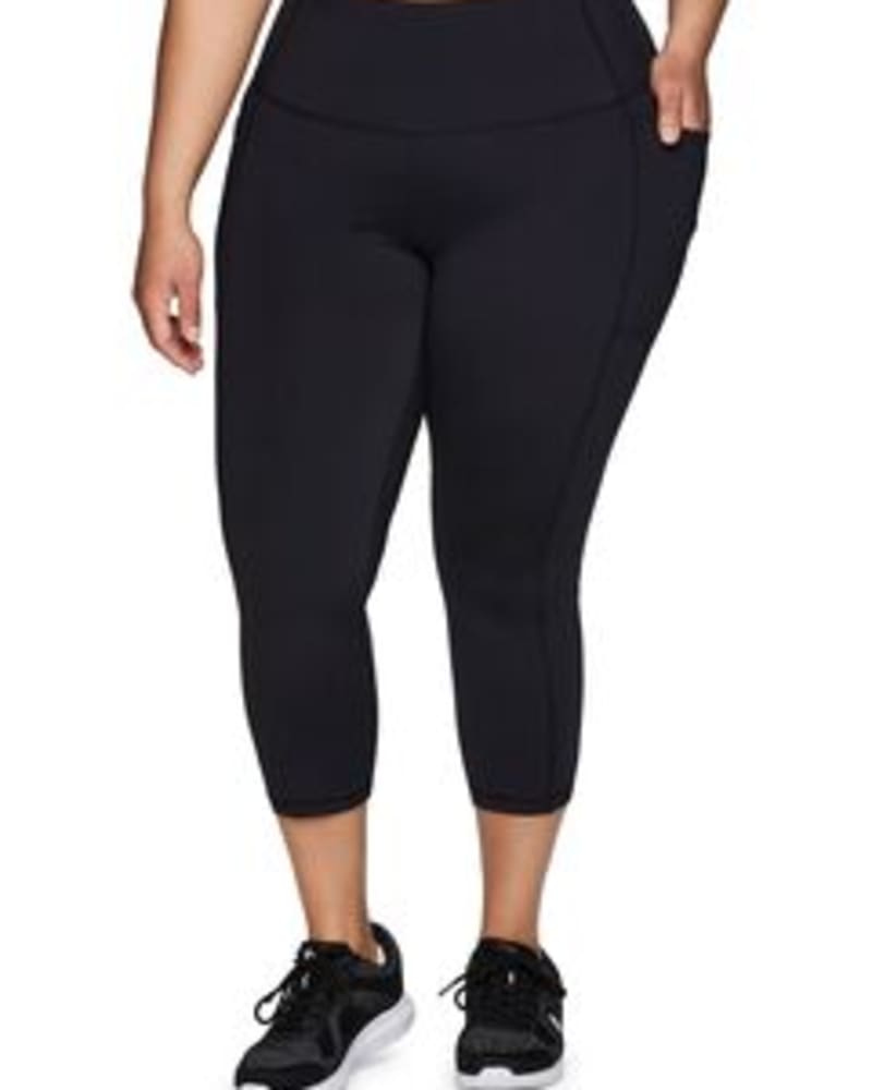 Stylish RBX Active Plus Size 3X Black Patterned Capri Leggings