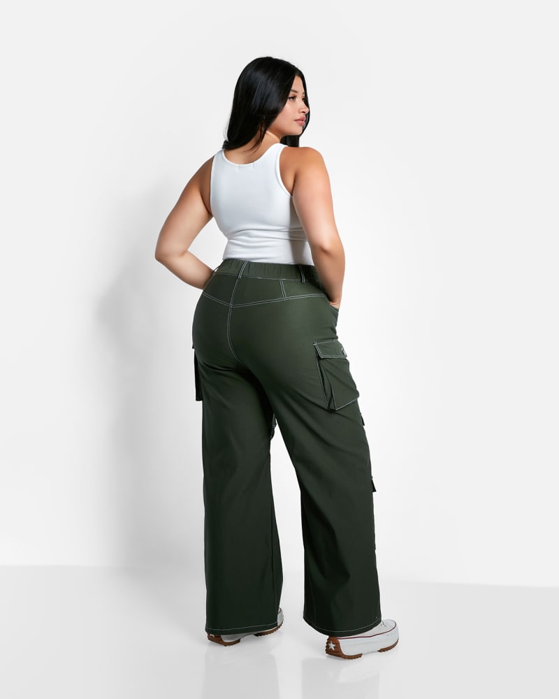 Jaida Wide Leg Cargo Pants - Olive Green