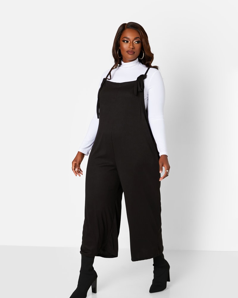 What a Wonderful Day Black Tie-Strap Overall Jumpsuit