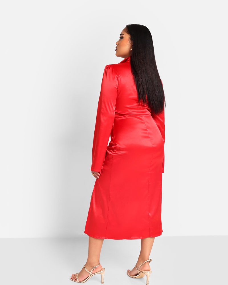 Red Satin Shift Dress