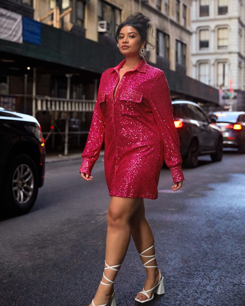 sparkly oversized shirt dress Women's T-Shirt Dresses