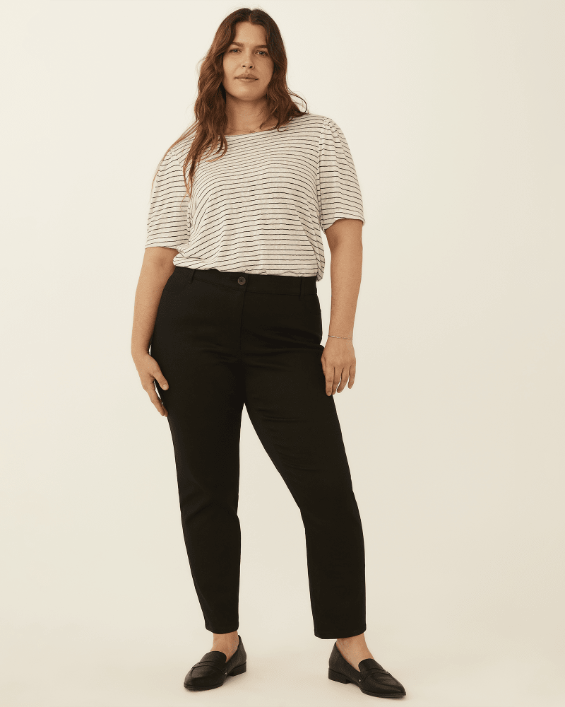 Plus Size Olive Green Cotton Superstretch Paris Cropped Pant | Black