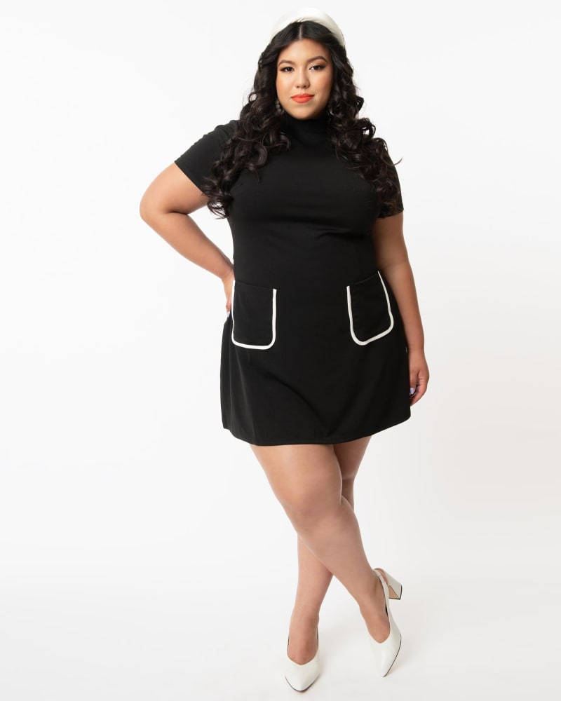 Smak Parlour Plus Size Black Mock Turtleneck Wave Maker Dress | Black