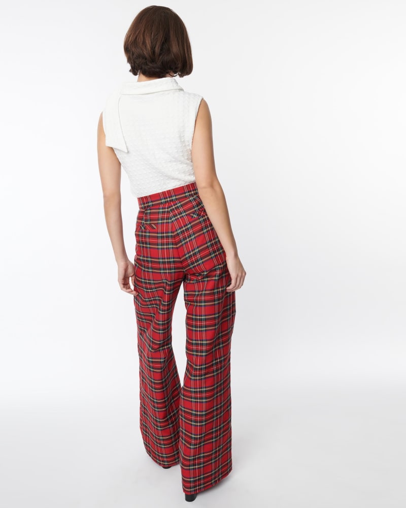 Fitted Slim-fit Pants - Red/plaid - Ladies