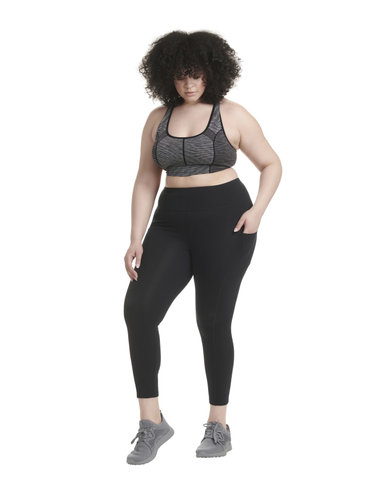 Plus Size Charcoal Grey Long Stride Cropped Legging