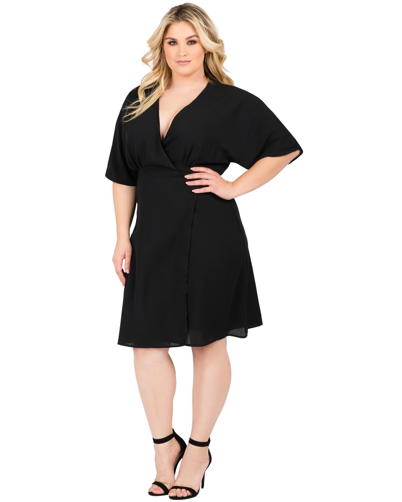 Plus Size Caroline V-Neck Wrap Dress BLACK
