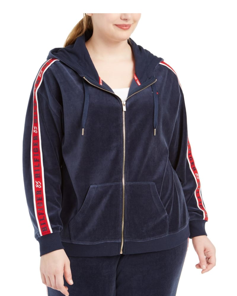 Tommy Hilfiger Women's Sport Plus Hoodie Fitness Sweatshirt Blue Size