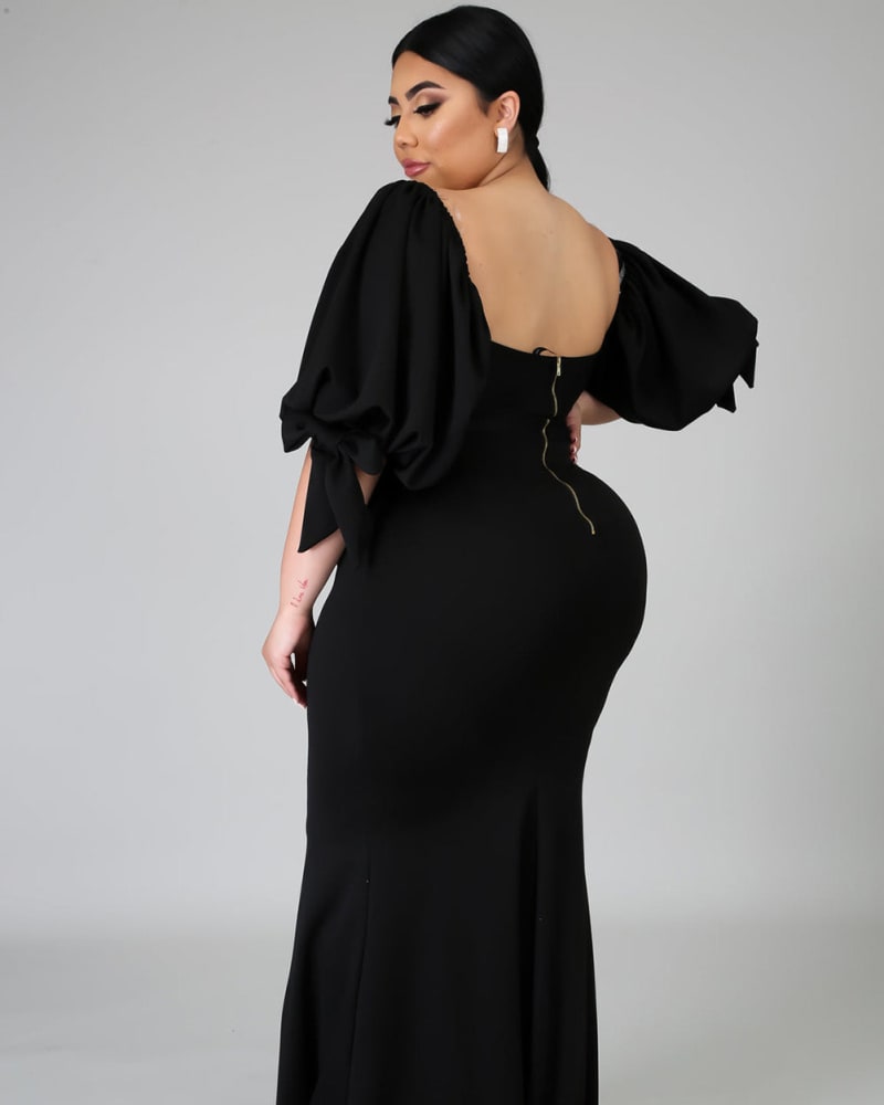 Built-In Shapewear Long Sleeve V-Neck Split Maxi Dress