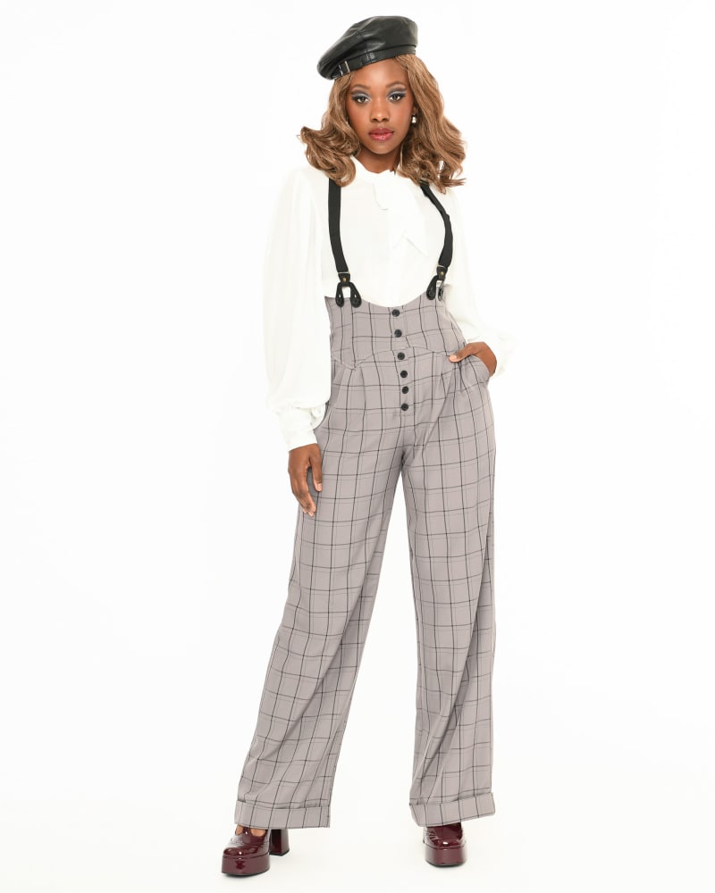 Unique Vintage Thelma High-Waisted Suspender Trousers for Women