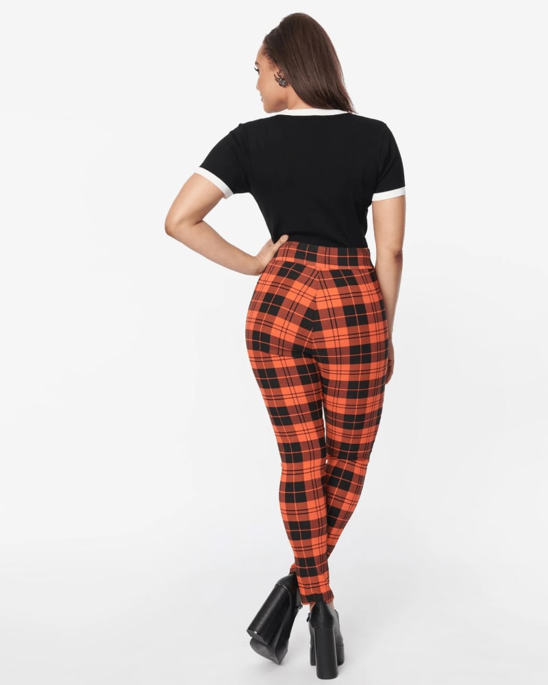 Unique Vintage Orange Plaid Rizzo Cigarette Pants