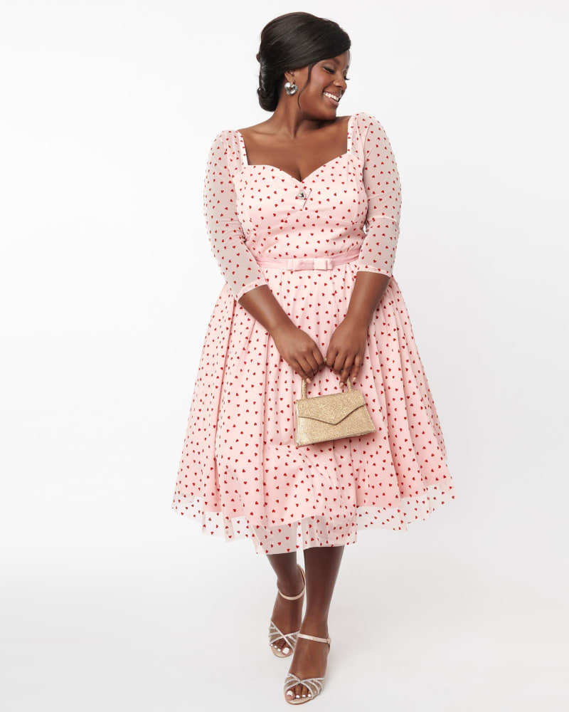 Unique Vintage Plus Size Hot Pink Devon Swing Dress