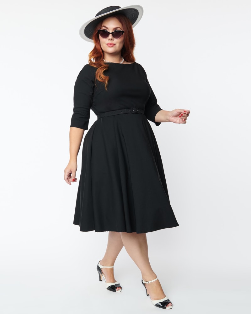 Soveværelse igennem næse Unique Vintage Plus Size 1950s Black Devon Swing Dress | Black