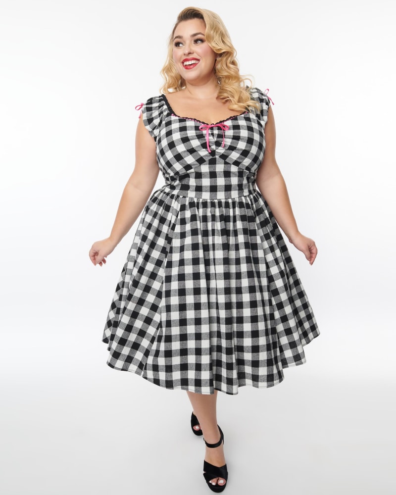 Unique Vintage Plus Size 1950s Black Devon Swing Dress