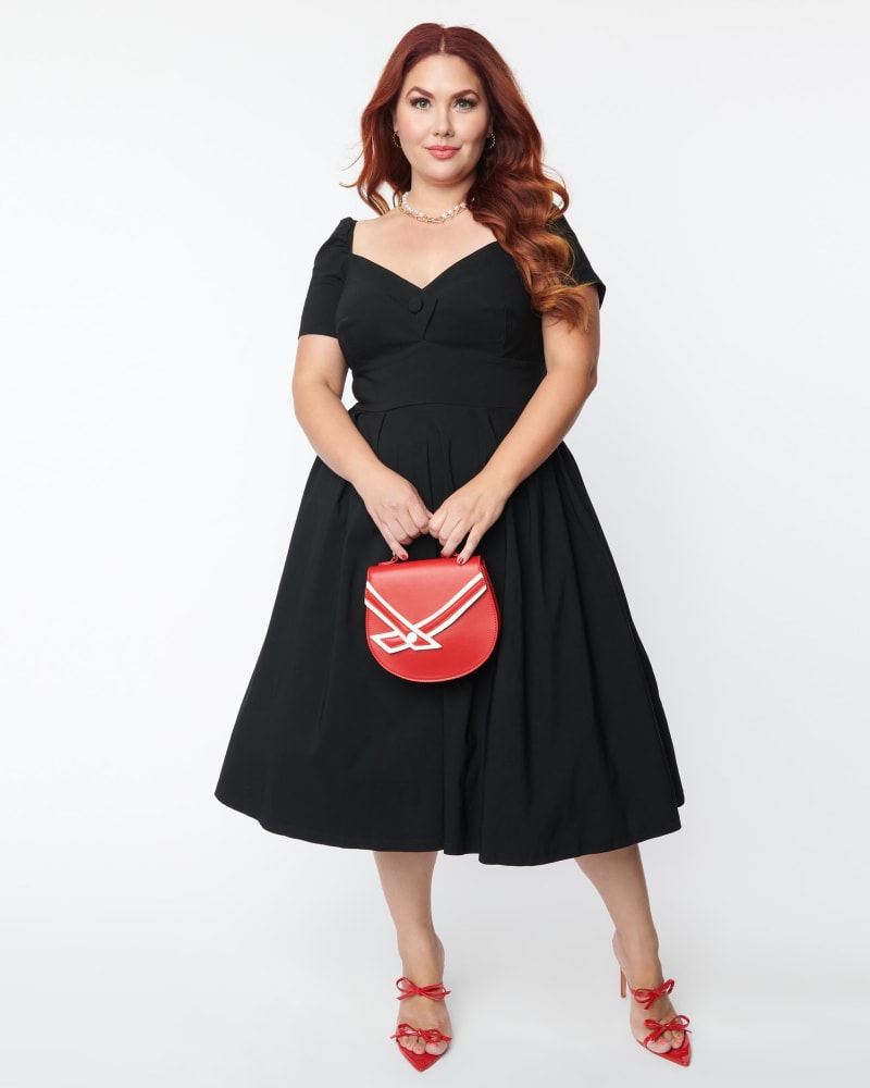 Unique Vintage Plus Size Black Dress Black