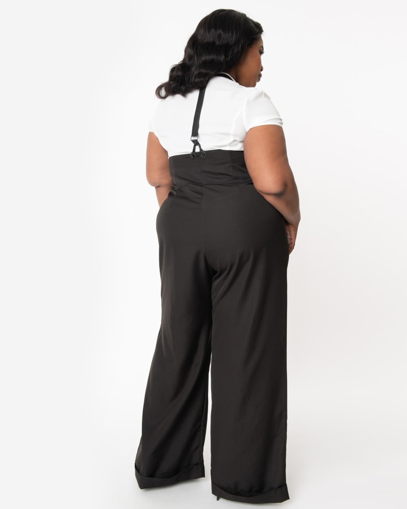 Unique Vintage Plus Size Black Thelma Suspender Pants