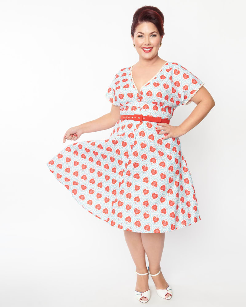 Andragende vest Kejserlig Unique Vintage Plus Size Framed Hearts Print Swing Dress | Framed Hear