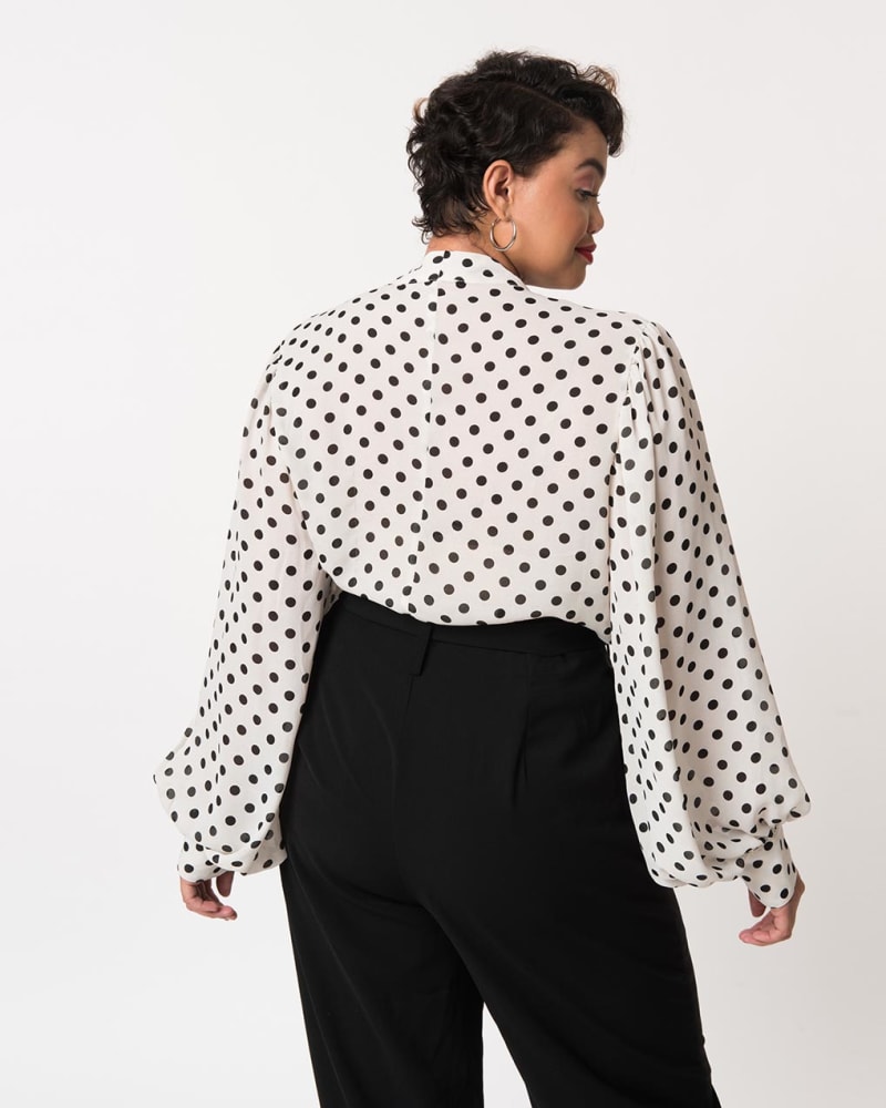 Unique Vintage Gwen Polka Dot 40's Blouse White Black –