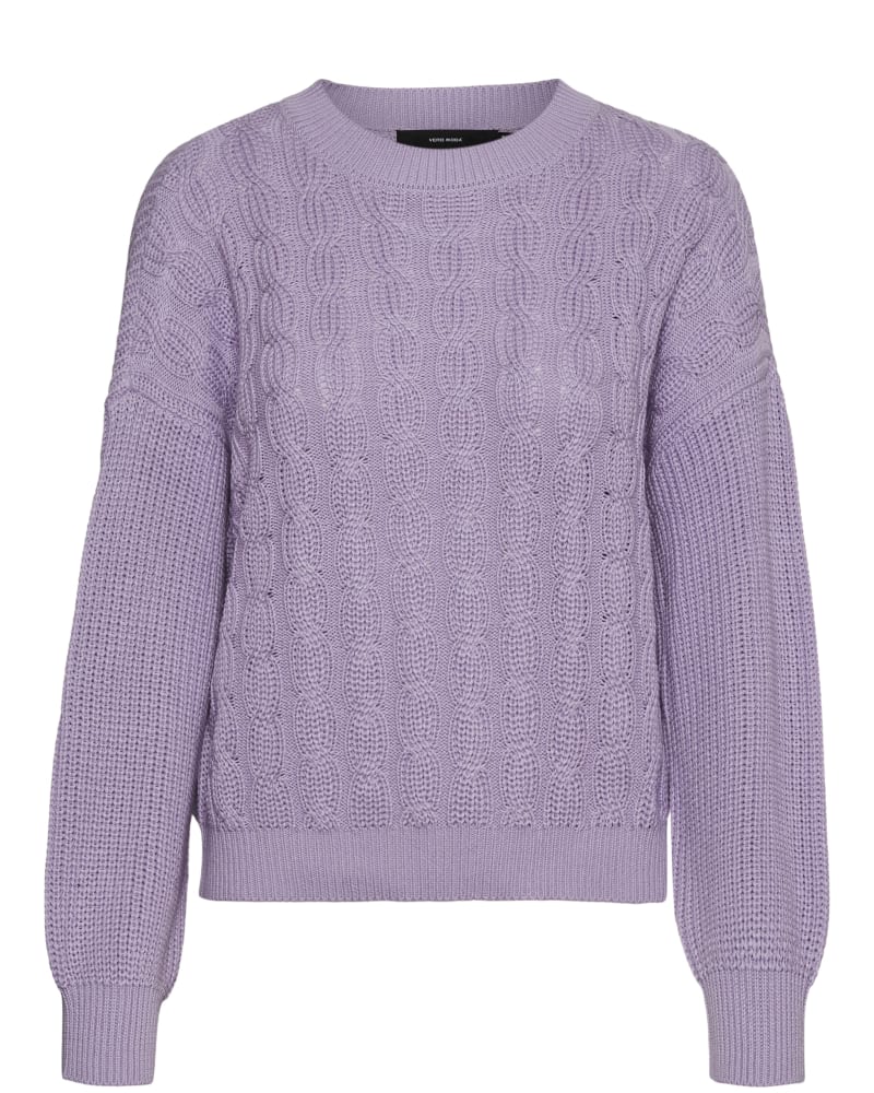 Ellen Plus Size Cable Knit Sweater | Lilac