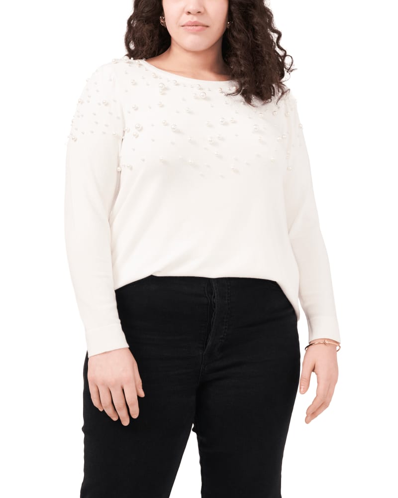 plus size pearl embellished sweater