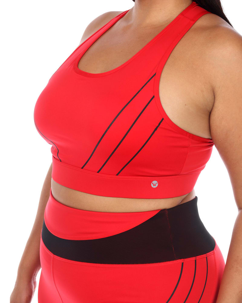 Plus Size Racer Back Sports Bra & Mesh Leggings Set Black 1X - White Mark