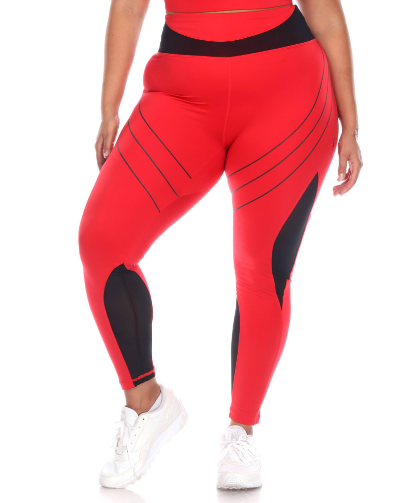 Women's High-waist Reflective Piping Fitness Leggings Red Large