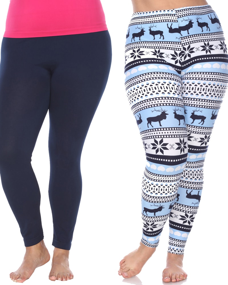 Women's Plus Size Printed Leggings - One Size Fits Most Plus
