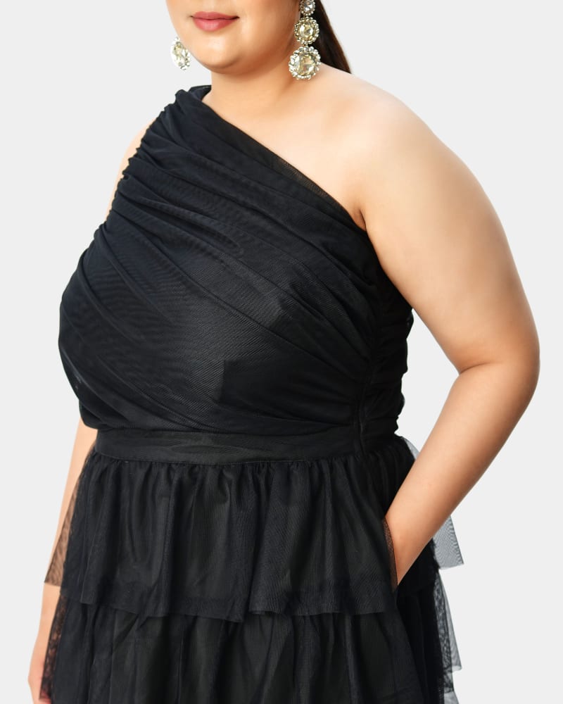 TULLE RUFFLE OFF SHOULDER BODYSUIT (BLACK) – Dress Code Chic Official