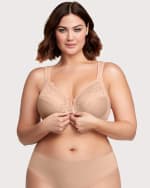 Plus Size Front Closure Wireless Lace Bra - Power Day Sale