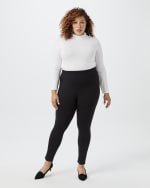 Plus Size Black Hook & Eye Lux Legging Ponte Pant, DEEP BLACK