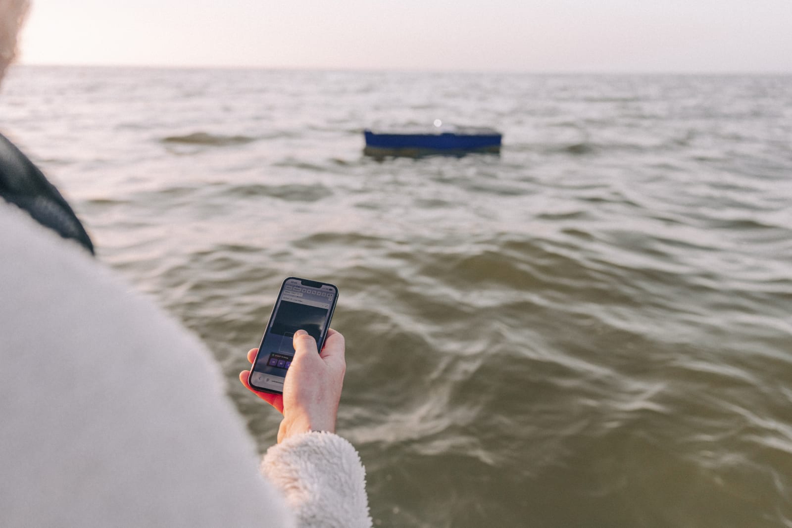Scout USV autonomous surface vehicle close-up at sea