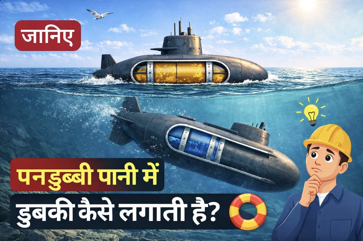 पनडुब्बी पानी में डुबकी कैसे लगाती है? (पूरा वैज्ञानिक तरीका)