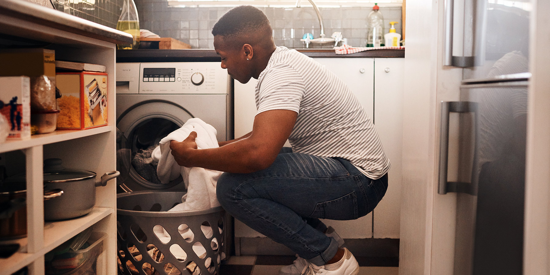 Man doing laundry