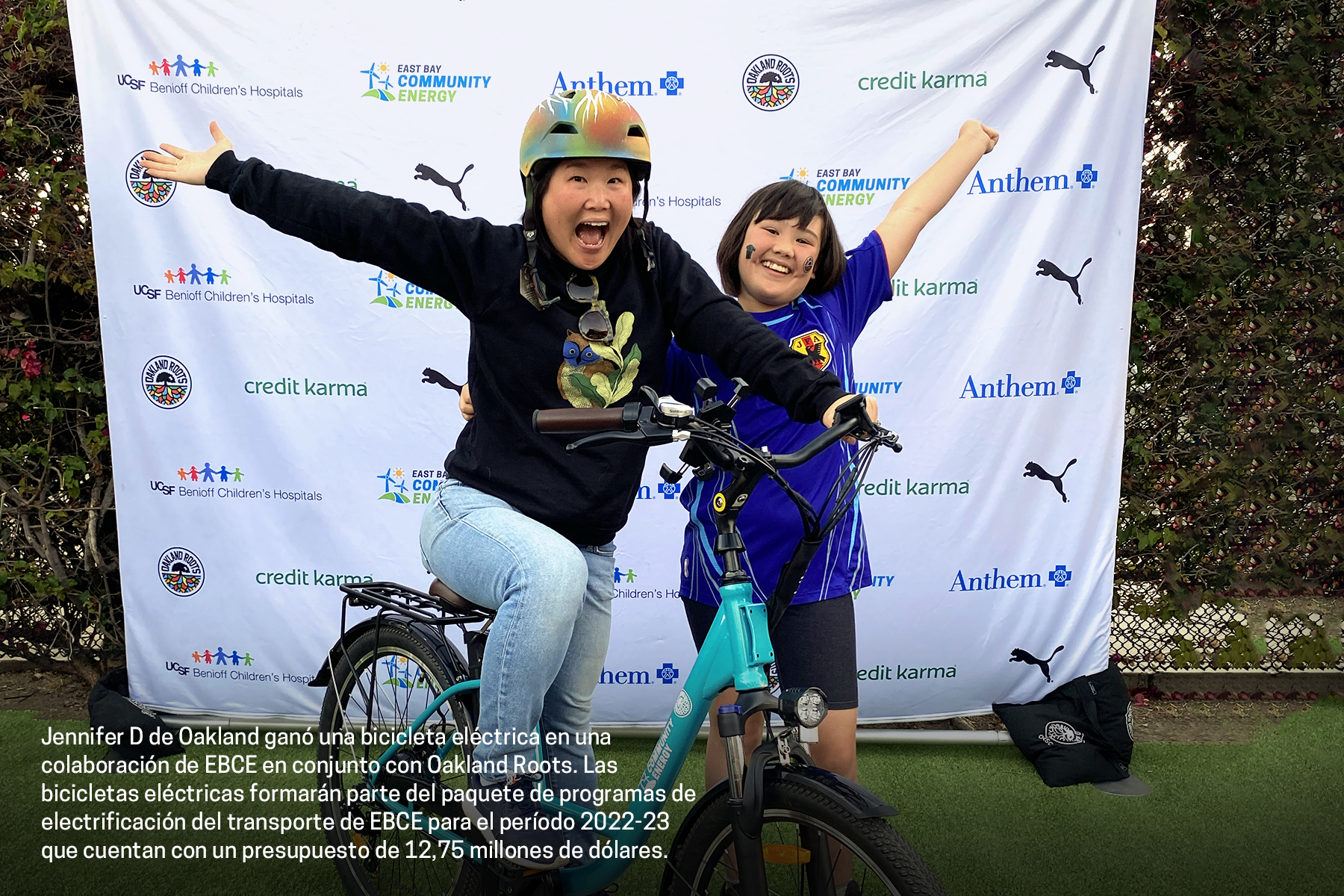Jennifer D of Oakland won an eBike, pictured with her daughter